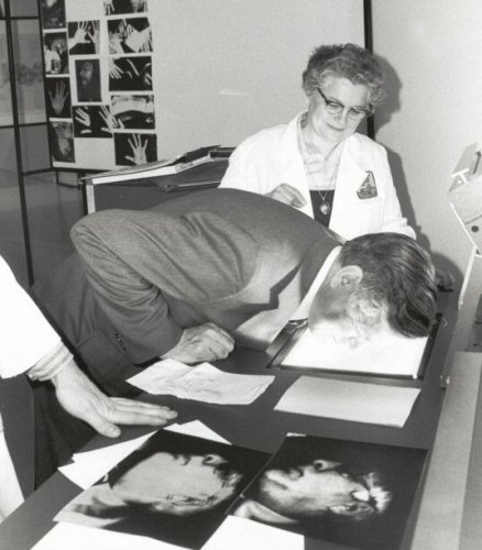 Old Photo, Man Copying Face on Copier, Poynter's Business Solutions