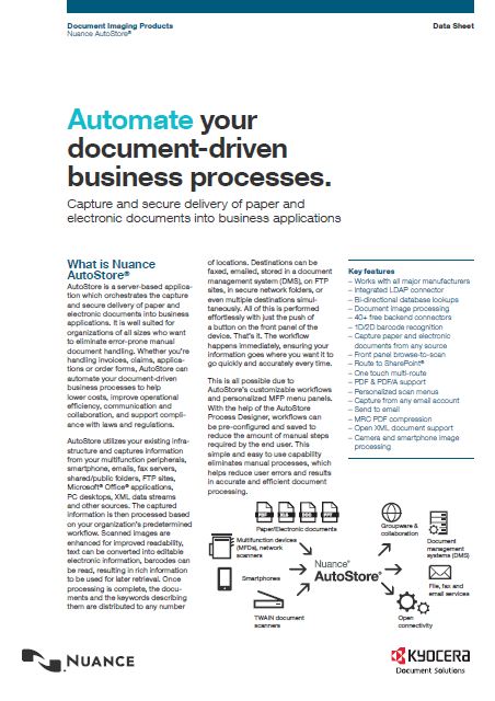 Kyocera, Software, Capture, Distribution, Nuance, Autostore, Poynter's Business Solutions