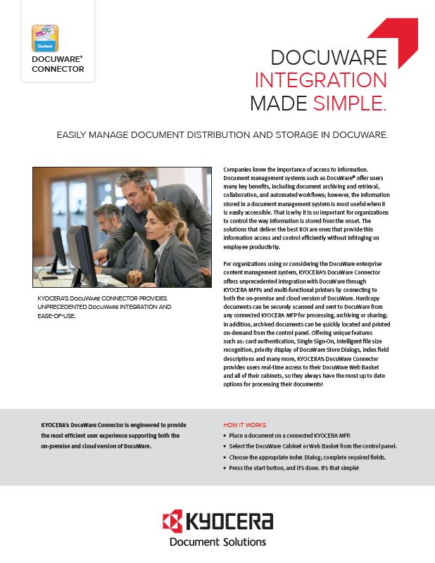 Kyocera, Software, Document Management, Docuware Connector, Poynter's Business Solutions