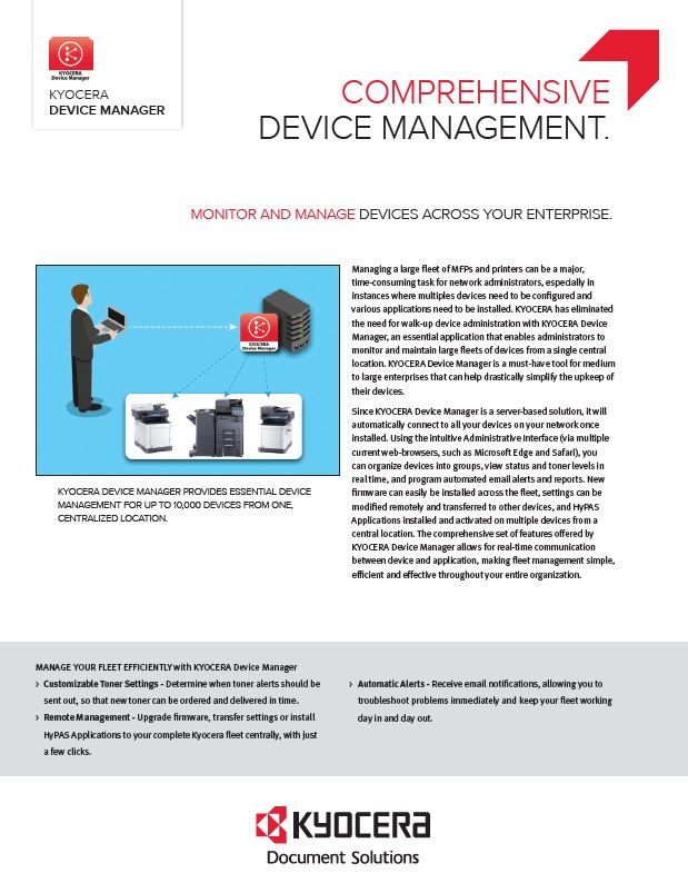 Kyocera, Software, Network Device Management, Kyocera, Device Manager, Poynter's Business Solutions