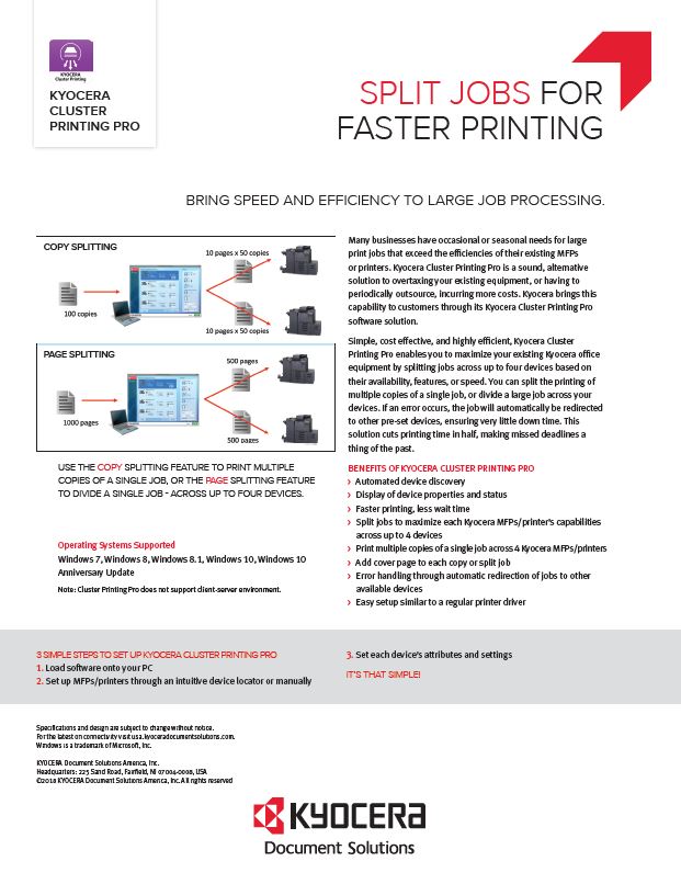 Kyocera, Software, Output Management, Kyocera Cluster Printing, Poynter's Business Solutions